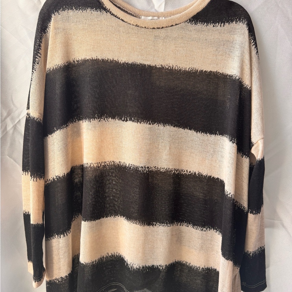 Cherish Striped Black and Cream Sweater